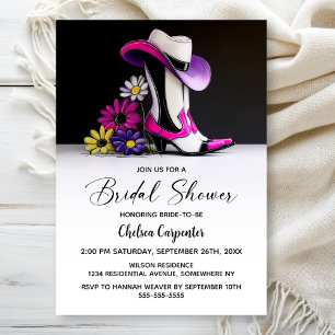 Invitation Baby Shower Cow-boy Chapeau et Bottes