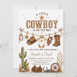 Invitation Baby Shower Cow-Boy Occidental