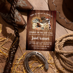 Invitation Baby Shower Cow-boy Western Rustique