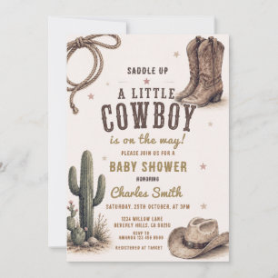 Invitation Baby Shower Cow-boy Western Sauvage Rodeo