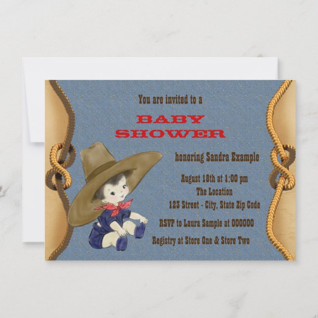 Invitation Baby shower Cowboy (Dos)