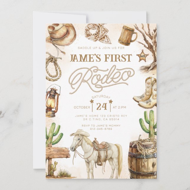 Invitation Baby shower Cowboy (Devant)