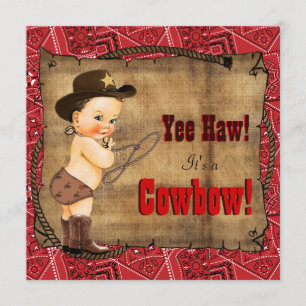 Invitation Baby Shower Cowboy Bandana Rouge