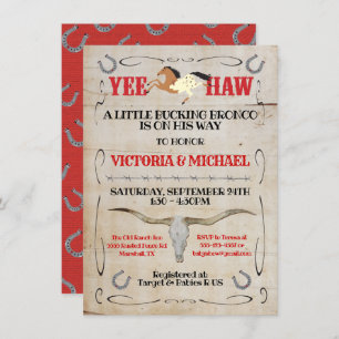 Invitation Baby shower Cowboy Bucking Bronco Couples