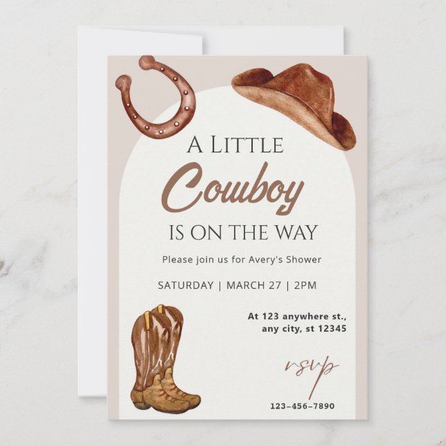 Invitation Baby shower Cowboy Cowgirl (Devant)