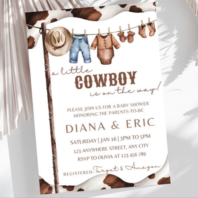 Invitation Baby shower Cowboy Modèle, Un Petit (Créateur téléchargé)