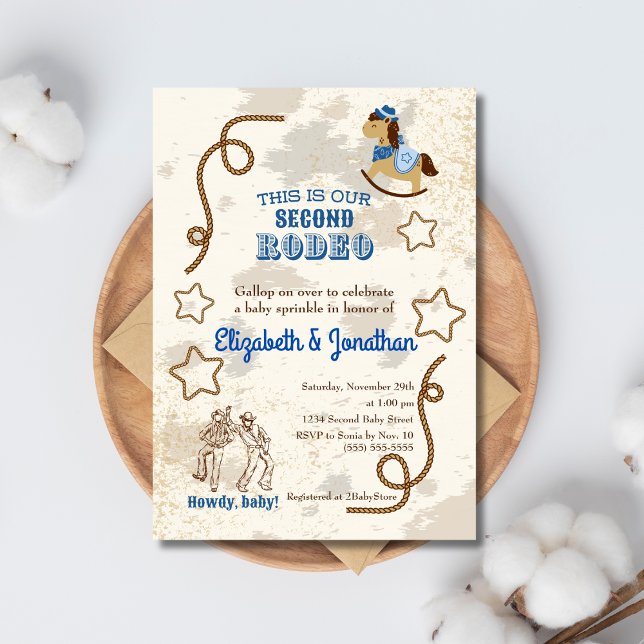 Invitation Baby shower Cowboy Rodeo Blue Howdy (Créateur téléchargé)