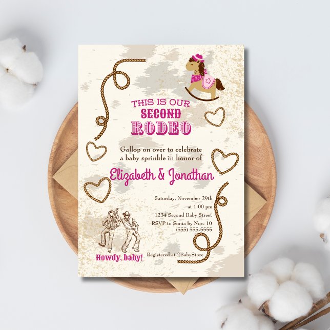 Invitation Baby shower Cowboy Rodeo Rose Howdy (Créateur téléchargé)