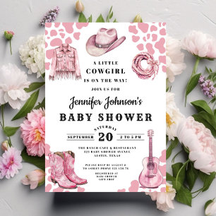 Invitation Baby Shower Cowgirl Rose Moderne