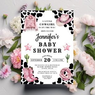 Invitation Baby Shower Cowgirl Rose Western