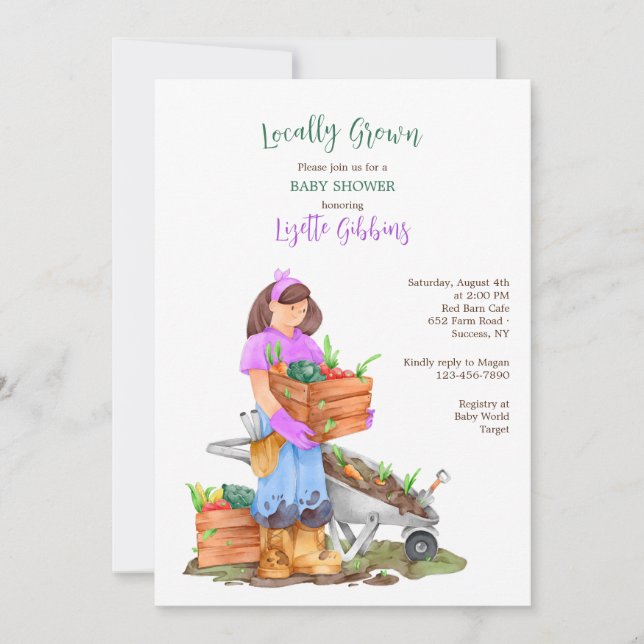 Invitation Baby shower cultivé localement (Devant)
