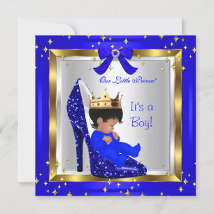 Invitation Baby shower Cute Boy Prince Royal Blue Chaussure 4