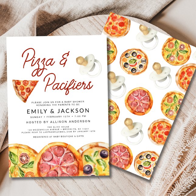 Invitation Baby shower Cute Pizza & Pacificateurs (Créateur téléchargé)