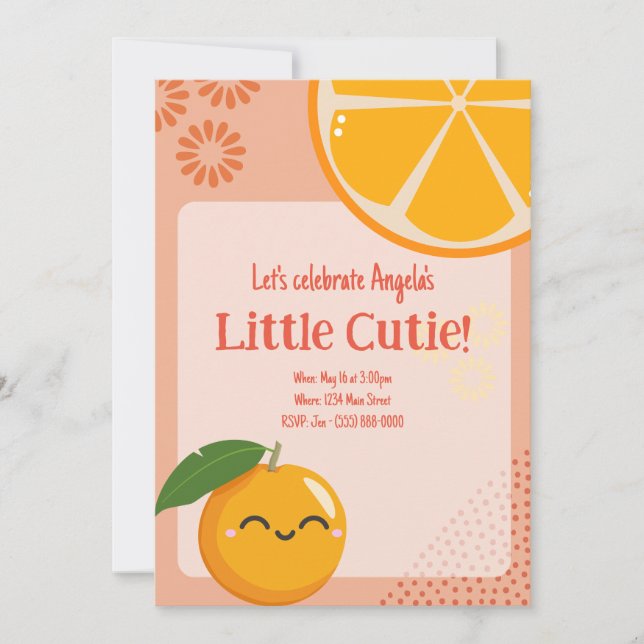 Invitation Baby shower Cutie Orange Smile (Devant)