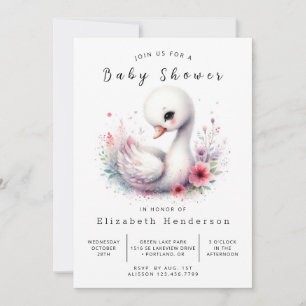 Invitation Baby shower cygne en ligne de Bohême