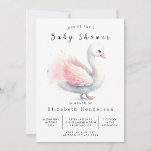 Invitation Baby shower cygne en ligne gracieux