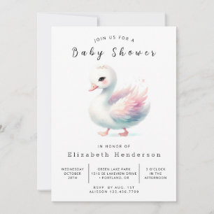 Invitation Baby shower cygne en ligne moderne