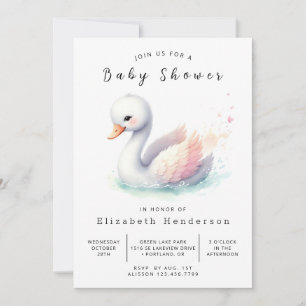 Invitation Baby shower cygne numérique élégant