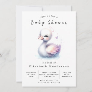 Invitation Baby shower cygne numérique élégant