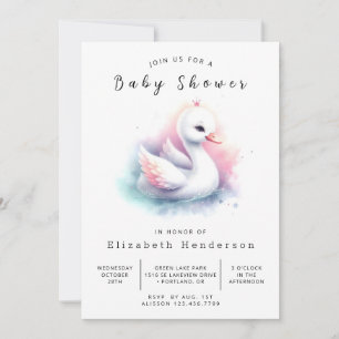 Invitation Baby shower cygne numérique neutre pour les femmes