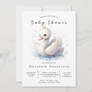 Invitation Baby shower cygne personnalisé chic