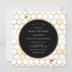 Invitation Baby shower d'Abeille d'or
