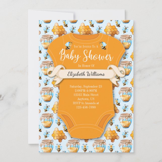 Invitation Baby shower d'abeilles (Devant)