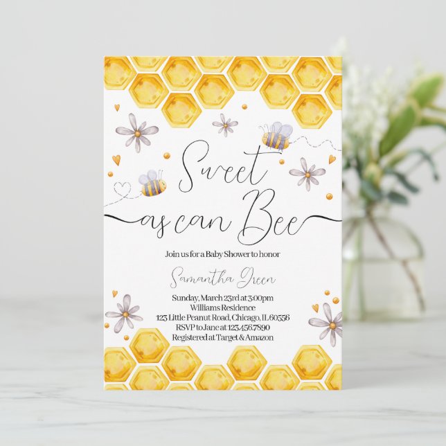 Invitation Baby shower d'abeilles (Debout devant)