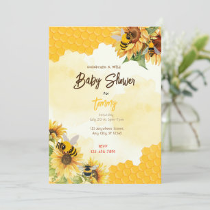 Invitation Baby shower d'abeilles à peigne miel