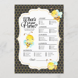 Invitation Baby shower d'abeilles Ce qu'il y a dans votre jeu