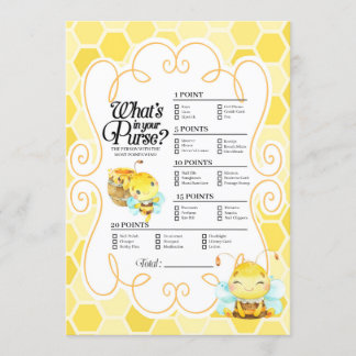 Invitation Baby shower d'abeilles Ce qu'il y a dans votre jeu