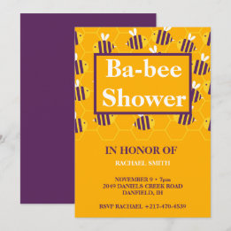 Invitation Baby shower d'abeilles de nid d'abeille jaune mode