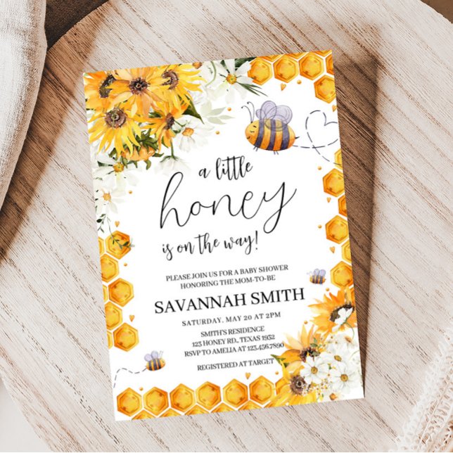 Invitation Baby shower d'abeilles de tournesol (Honey Bee Gender Neutral Baby Shower Invitation)