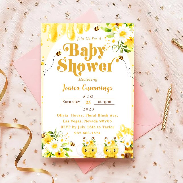 Invitation Baby shower d'abeilles de tournesol (Créateur téléchargé)