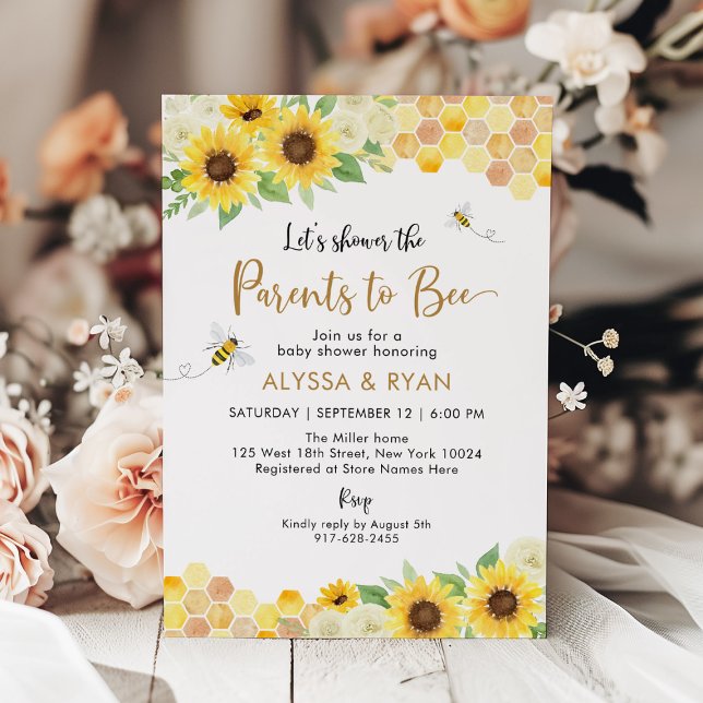 Invitation Baby shower d'abeilles de tournesol (Créateur téléchargé)