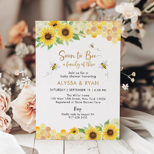 Invitation Baby shower d'abeilles de tournesol