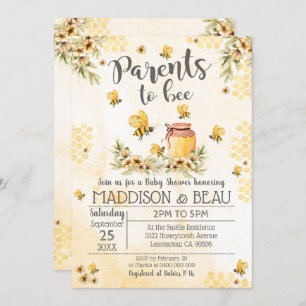 Invitation Baby shower d'abeilles Fleurs de soleil