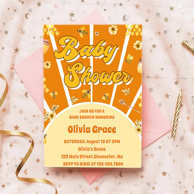 Invitation Baby shower d'abeilles miel (Créateur téléchargé)