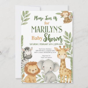 Invitation Baby shower d'accueil Bébé Animaux