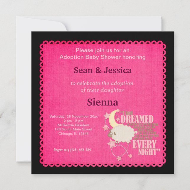 Invitation Baby shower d'adoption fille (Devant)
