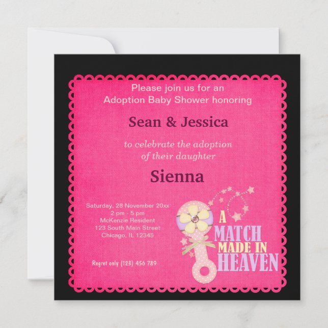 Invitation Baby shower d'adoption fille (Devant)