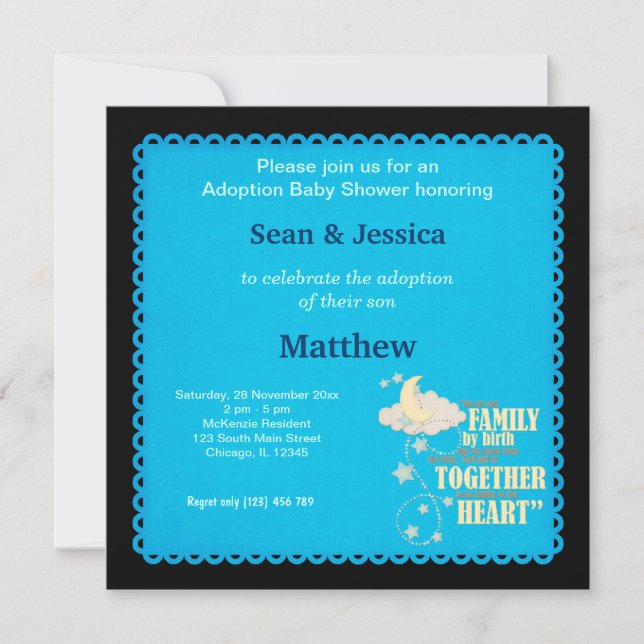 Invitation Baby shower d'adoption Garçon (Devant)
