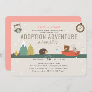 Invitation Baby shower d'adoption pour filles de Woodland Adv