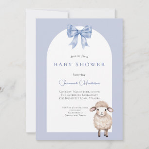 Invitation Baby shower d'agneau animal à mâchoires bleues