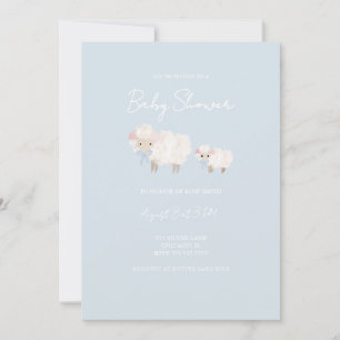 Invitation Baby shower d'agneau bleu