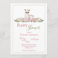 Baby shower d'agneau d'aquarelle rose