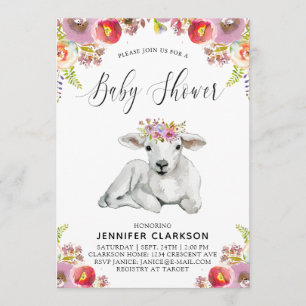 Invitation Baby shower d'agneau de Flore