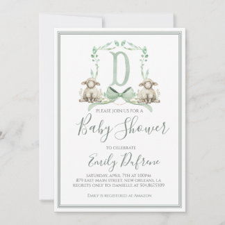 Invitation Baby shower d'agneau de garçon de Preppy Southern 