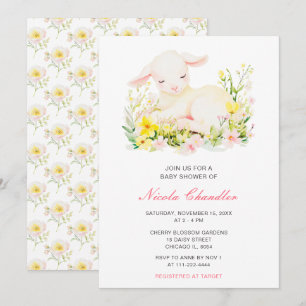 Invitation Baby shower d'agneau de printemps