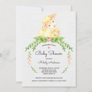Invitation Baby shower d'agneau doux